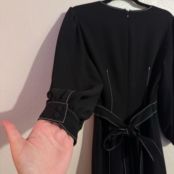 Cinq á Sept Topstitch Shelf Tie‎ Clarissa Dress in Black - Picture 3 of 7